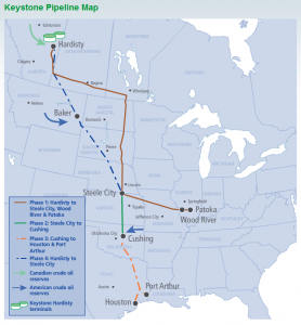 Map of Keystone with proposed additions (Map from TransCanada.com)