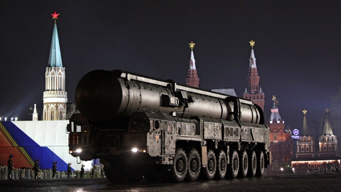 In this file photo taken on Wednesday, May 4, 2011, Russian army Topol ballistic missile mounted on a mobile launcher takes part in a dress rehearsal for the 2011 Victory Day military parade. Russia has threatened to take military countermeasures if it fails to reach a deal with the United States that would assuage Moscow's concern about the U.S. missile defense plans.  (AP Photo/Sergey Ponomarev)