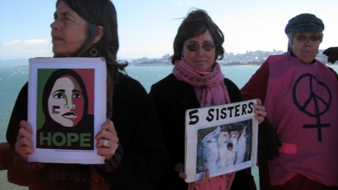 March 8,2009. A group of women at Codepink protest in California. (Photo by CodePink)