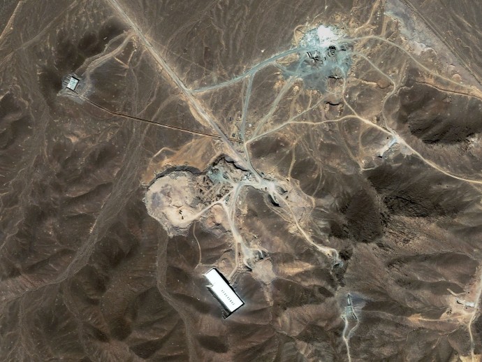 A file satellite image taken Sunday Sept. 27, 2009, provided by DigitalGlobe, shows a suspected nuclear enrichment facility under construction inside a mountain located north of Qom, Iran. (AP Photo/DigitalGlobe, File)