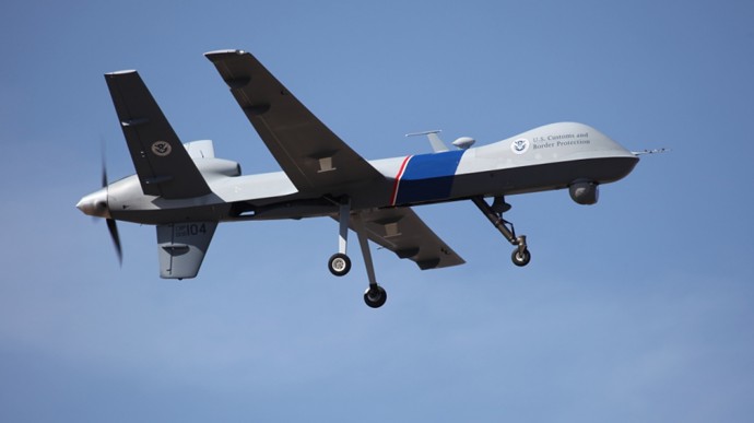 This undated photo provided by U.S. Customs and Border Protection shows an unmanned drone used to patrol the U.S.-Canadian border. The planes, which are based out of North Dakota, are now venturing as far as Eastern Washington on their patrols. (AP Photo/U.S. Customs and Border Protection)