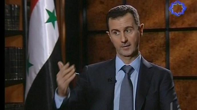 In this image taken from TV Syria's president Bashar al-Assad speaks during an interview in Tehran, Iran, Thursday June 28, 2012.(AP Photo/IRIB TV via APTN)