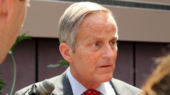 This Aug. 10, 2012 file photo shows Todd Akin, Republican candidate for U.S. Senator from Missouri taking questions after speaking at the Missouri Farm Bureau candidate interview and endorsement meeting in Jefferson City, Mo. (AP Photo/St. Louis Pos-Dispatch, Christian Gooden)