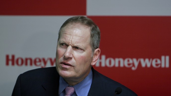 Honeywell Chairman and Chief Executive Officer Dave Cote listens to a question from a journalist after inaugurating the company's new facility in Bangalore, India, Thursday, May 7, 2009. (AP Photo/Aijaz Rahi)
