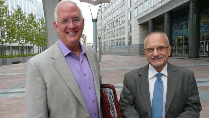 Robert Stucky (left) and Sadig Malki (right) appear in Brussels. (Photo Magda Fahsi/MintPress)