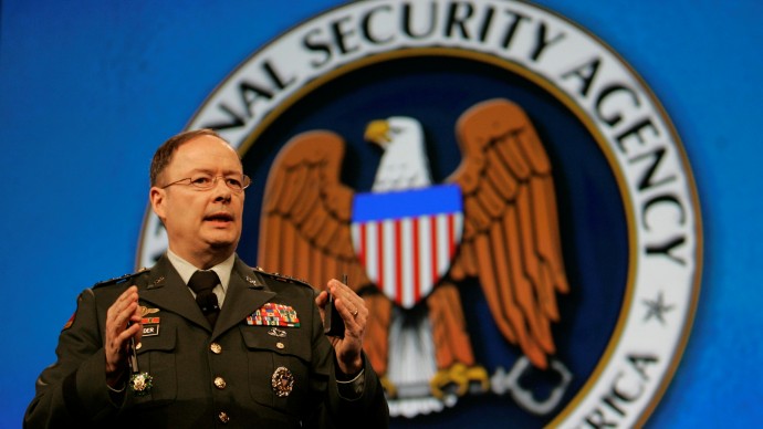 Keith Alexander, director of the National Security Agency, speaks at the RSA Conference in San Francisco, Tuesday, April 21, 2009. (AP Photo/Jeff Chiu)
