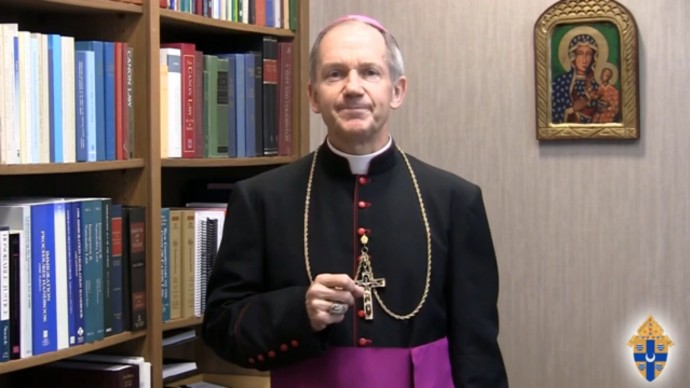 A screen capture from Bishop Thomas John Paprocki's series "Lex Cordis Caritas - The law of the heard it Love".
