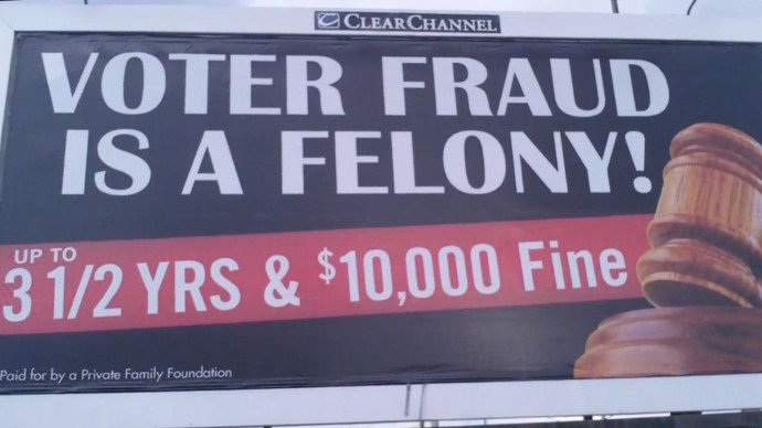 Screen capture from YouTube video "Voter fraud billboard in cleveland ohio" via drsnobby.