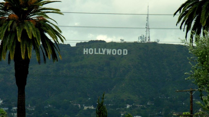 The Hollywood Sign from Hollywood Forever Entrance is shown here. (Photo by Sean Russell via Flikr)