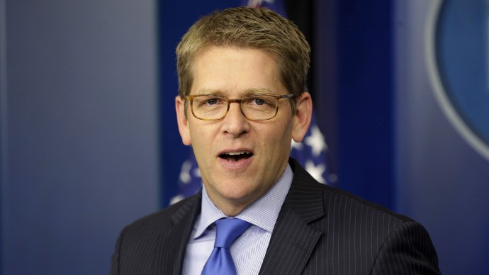 In this Nov. 27, 2012, photo, White House press secretary Jay Carney speaks during his daily news briefing at the White House in Washington. (AP Photo/Pablo Martinez Monsivais)