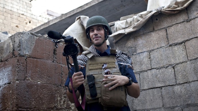This photo posted on the website freejamesfoley.org shows journalist James Foley in Aleppo, Syria, in November, 2012. (AP Photo/Nicole Tung, freejamesfoley.org)