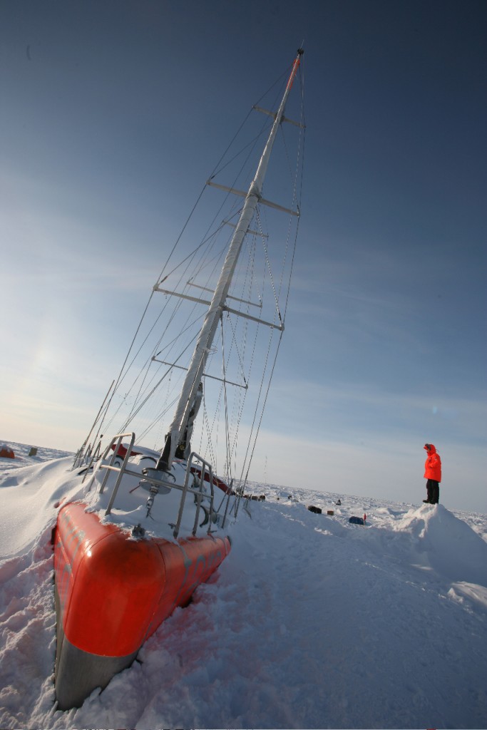 In this photo, Tara is stuck in the arctic ice during the Arctic expedition. (Photo F. Latreille - Tara Expeditions)