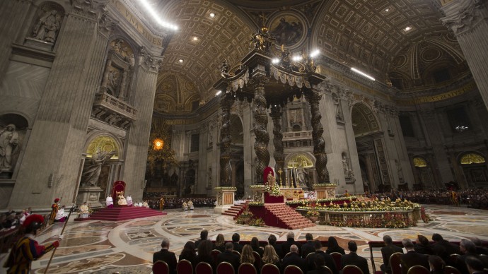 Pope Benedict XVI presides a New Year's Eve vespers service in St. Peter's Basilica at the Vatican, Monday, Dec. 31, 2012. (AP Photo/Andrew Medichini)